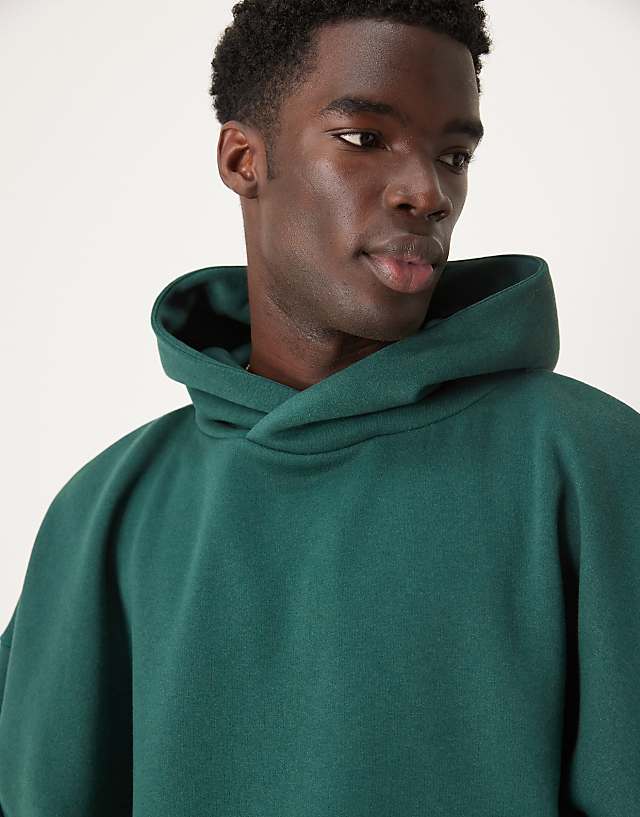 ASOS DESIGN Extreme Oversized Boxy Hoodie With Underarm Panels In Dark Green