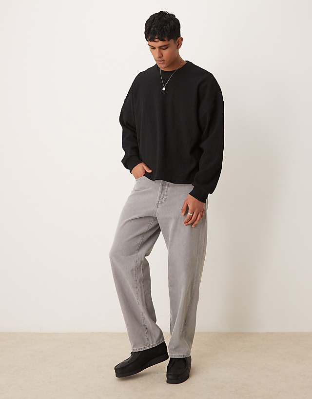 ASOS DESIGN Extreme Oversized Boxy Lightweight Jumper With Rib Texture In Black