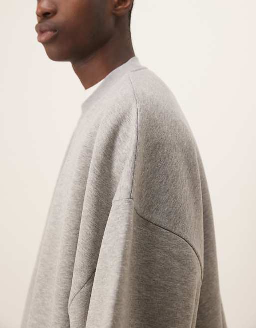 ASOS DESIGN Extreme Oversized Co-ord Short Sleeve Sweatshirt In Grey Marl