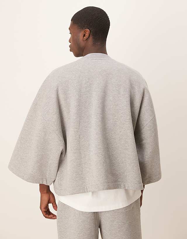 ASOS DESIGN Extreme Oversized Co-ord Short Sleeve Sweatshirt In Grey Marl
