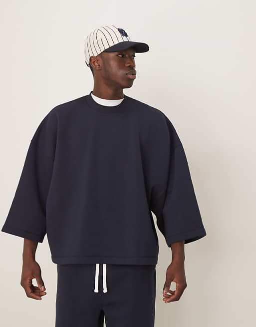 ASOS DESIGN extreme oversized co-ord short sleeve sweatshirt in navy
