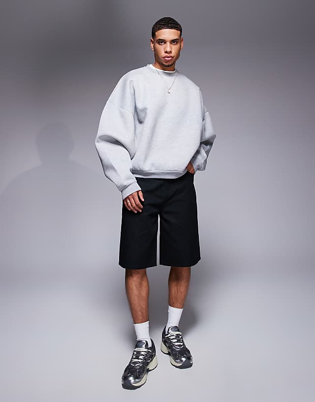 ASOS DESIGN Extreme Oversized Heavyweight Scuba Sweatshirt In Grey Marl
