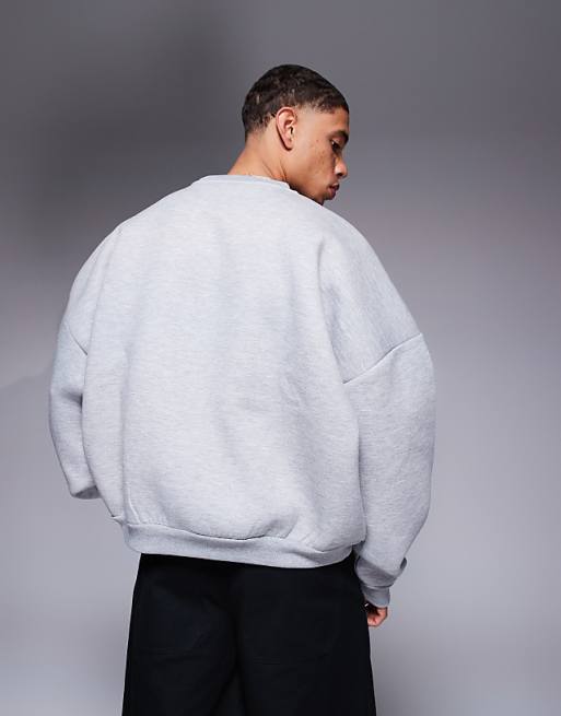 ASOS DESIGN Extreme Oversized Heavyweight Scuba Sweatshirt In Grey Marl