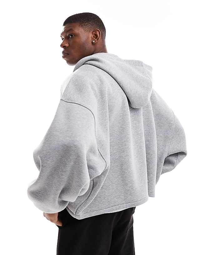 ASOS DESIGN Extreme Oversized Zip Through Hoodie In Grey Marl