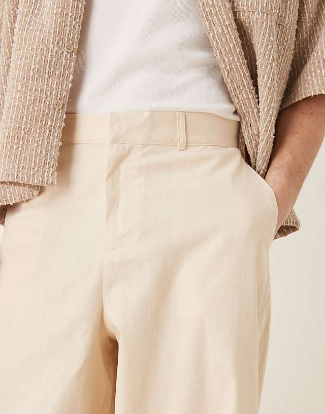 ASOS DESIGN Extreme Tapered Linen Look Trouser In Beige