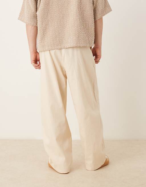 ASOS DESIGN Extreme Tapered Linen Look Trouser In Beige