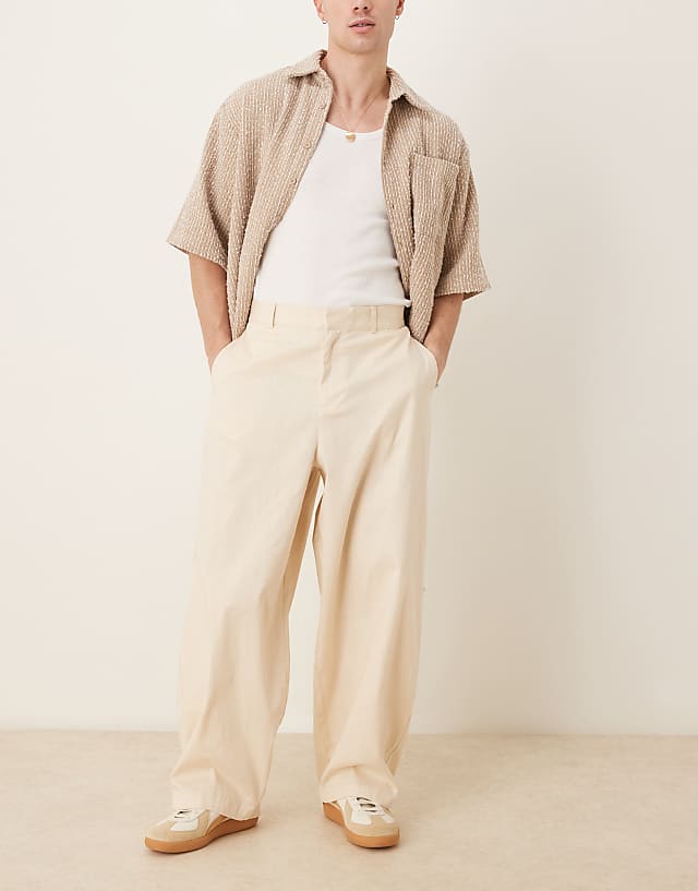 ASOS DESIGN extreme tapered linen look trouser in beige