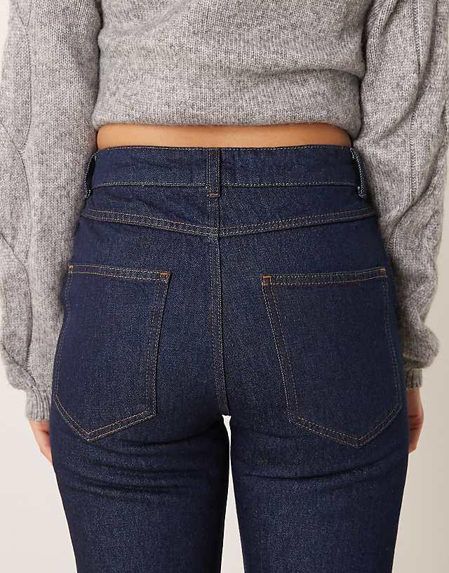 ASOS DESIGN Flared Jean With Turn Up In Indigo