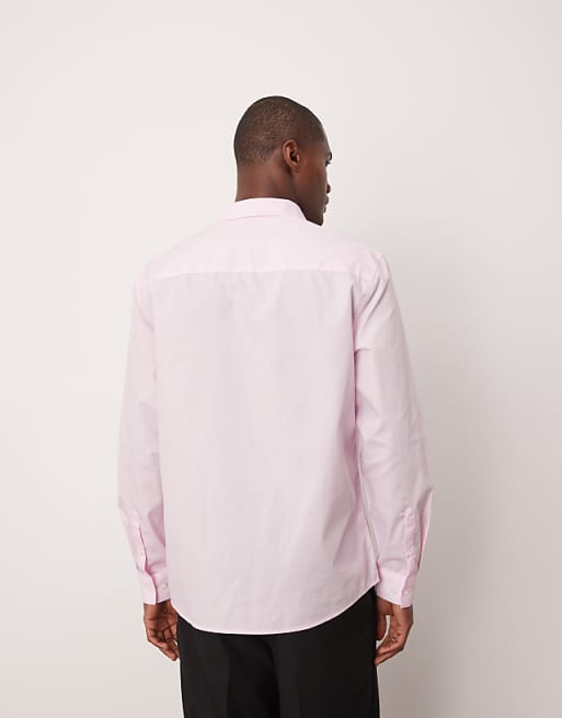 ASOS DESIGN Formal Easy Iron Poplin Regular Shirt In Light Pink