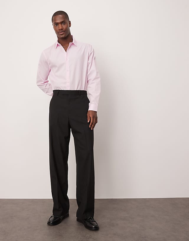 ASOS DESIGN Formal Easy Iron Poplin Regular Shirt In Light Pink