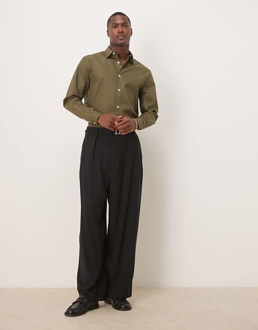 ASOS DESIGN Formal Easy Iron Poplin Regular Shirt In Khaki