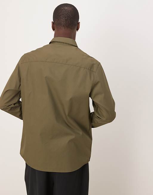 ASOS DESIGN Formal Easy Iron Poplin Regular Shirt In Khaki