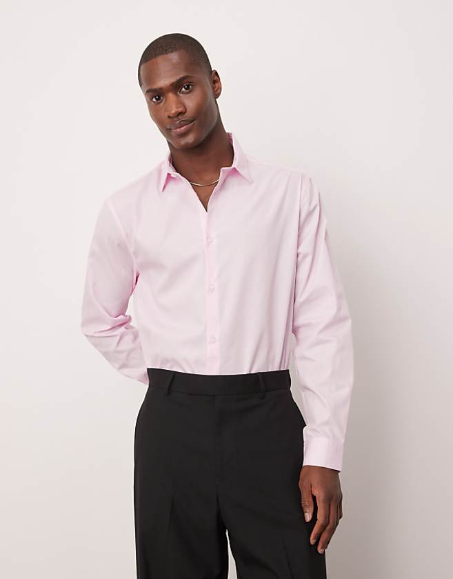 ASOS DESIGN formal easy iron poplin regular shirt in light pink