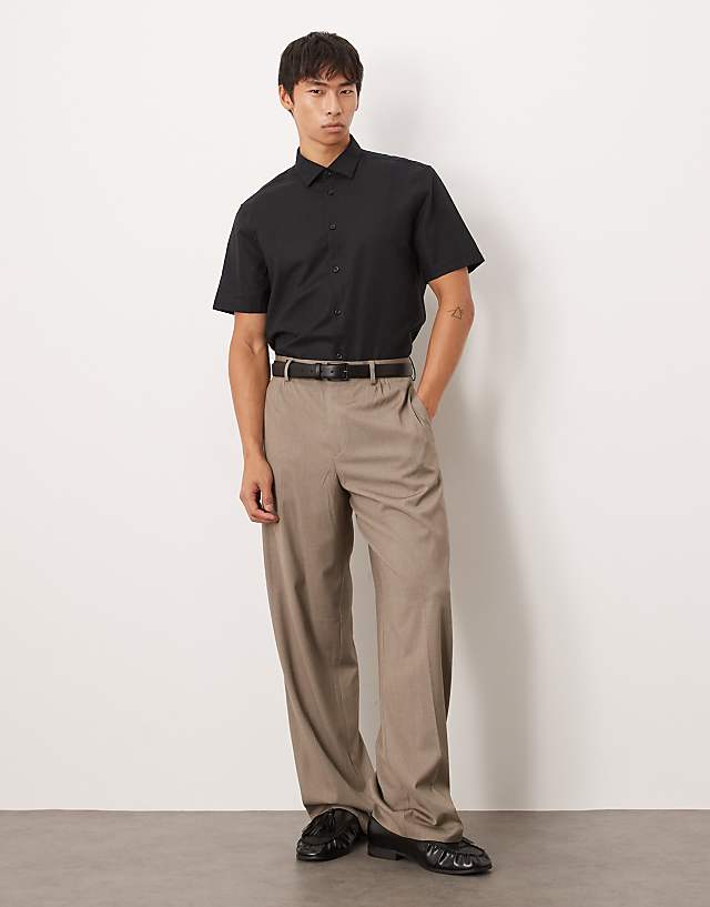 ASOS DESIGN Formal Linen Blend Regular Shirt In Black