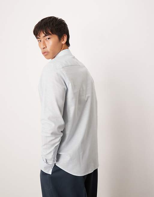 ASOS DESIGN Formal Linen Blend Regular Shirt In Blue