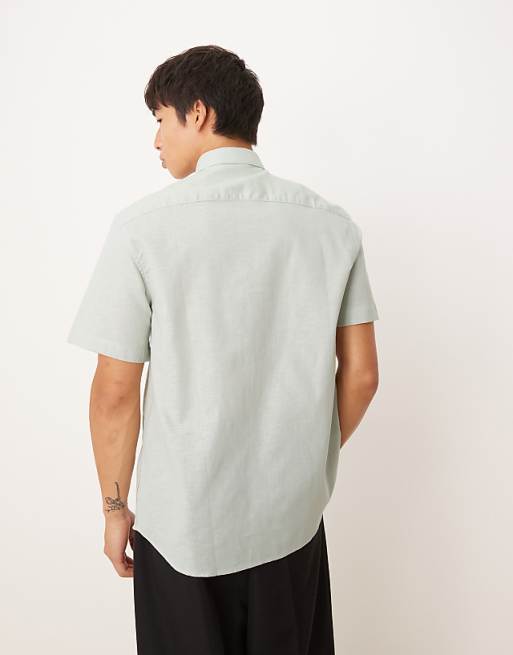 ASOS DESIGN Formal Linen Blend Regular Shirt In Mint Green