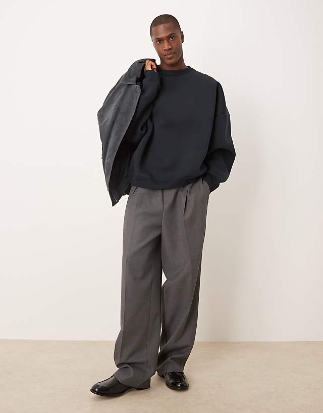 ASOS DESIGN Heavyweight Extreme Oversized Scuba Sweatshirt Navy