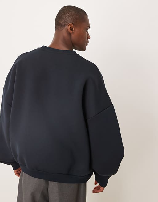 ASOS DESIGN Heavyweight Extreme Oversized Scuba Sweatshirt Navy