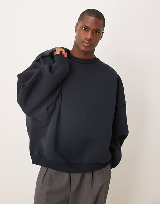 ASOS DESIGN heavyweight extreme oversized scuba sweatshirt navy