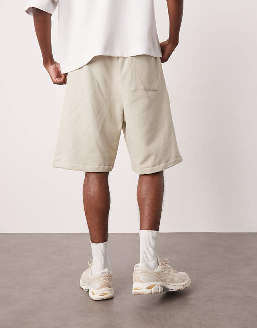 ASOS DESIGN Heavyweight Oversized Shorts 400gsm In Light Beige - BEIGE