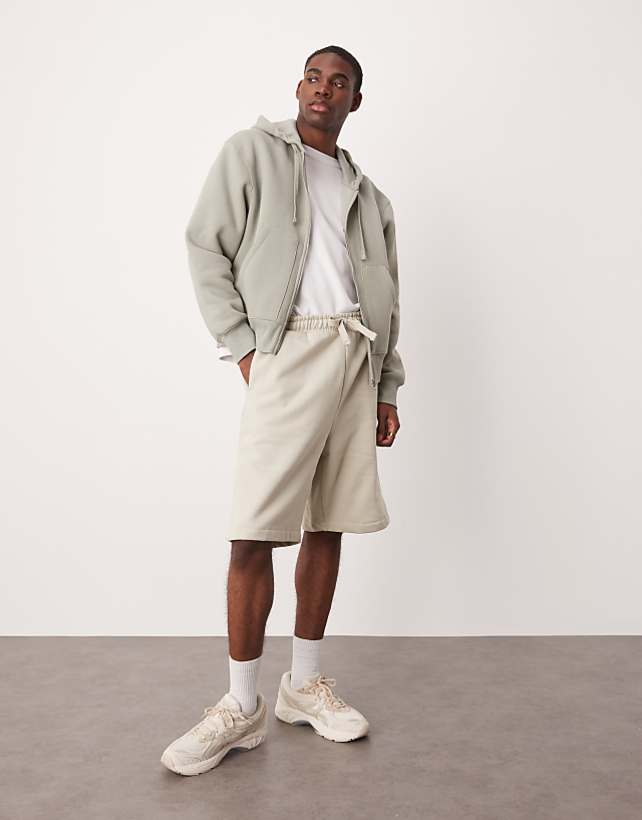 ASOS DESIGN heavyweight oversized shorts 400gsm in light beige - BEIGE