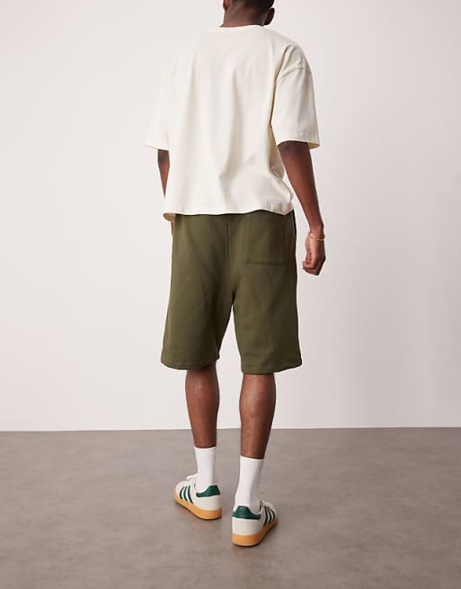 ASOS DESIGN Heavyweight Oversized Shorts 400gsm In Dark Khaki - KHAKI