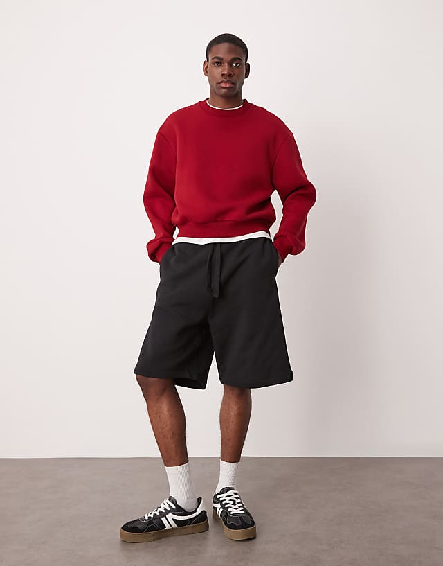 ASOS DESIGN Heavyweight Oversized Shorts 400gsm In Black - BLACK