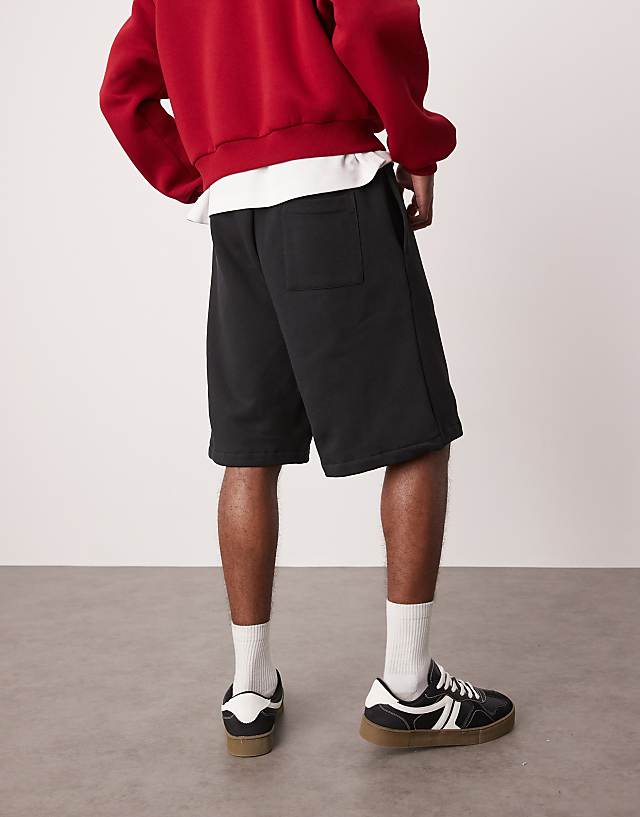 ASOS DESIGN Heavyweight Oversized Shorts 400gsm In Black - BLACK