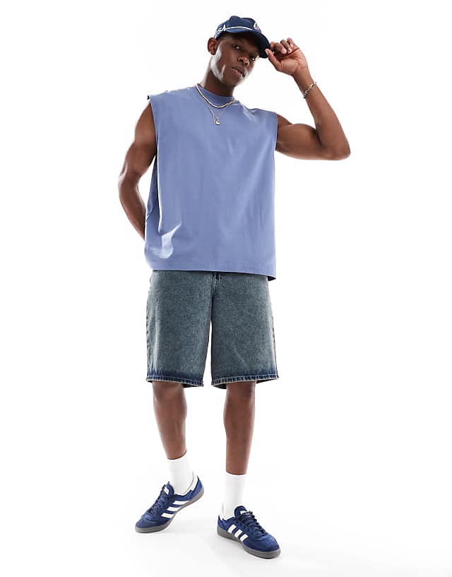 ASOS DESIGN Heavyweight Oversized Tank In Blue