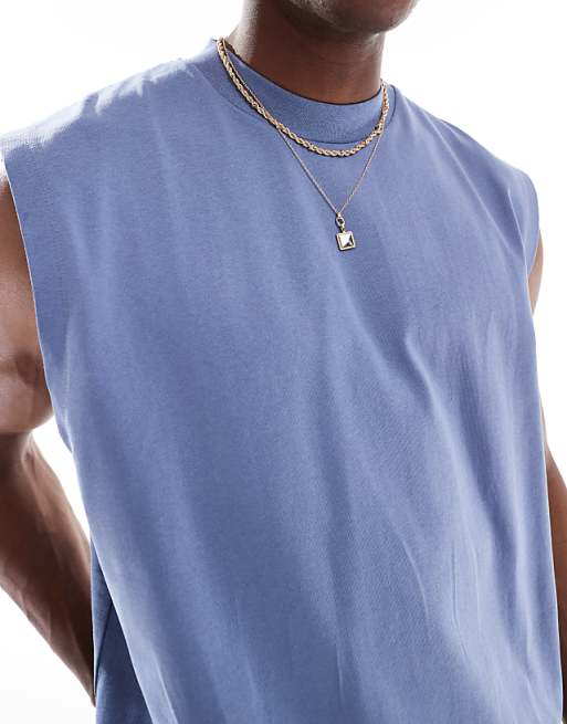 ASOS DESIGN Heavyweight Oversized Tank In Blue