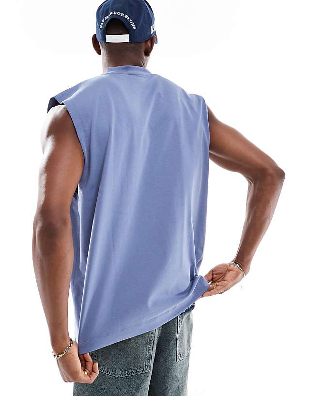 ASOS DESIGN Heavyweight Oversized Tank In Blue