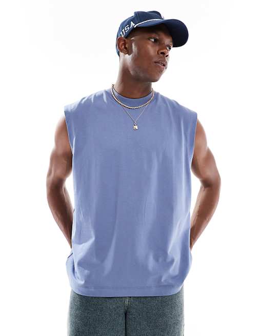 ASOS DESIGN Heavyweight Oversized Tank In Blue