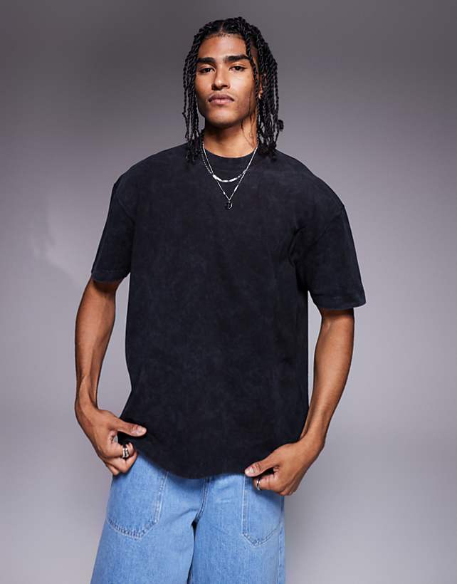 ASOS DESIGN Heavyweight Oversized Washed T-shirt In Black