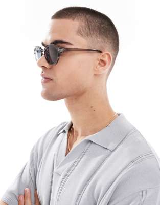 ASOS DESIGN Hexagon Sunglasses With Grey Lens And Frame
