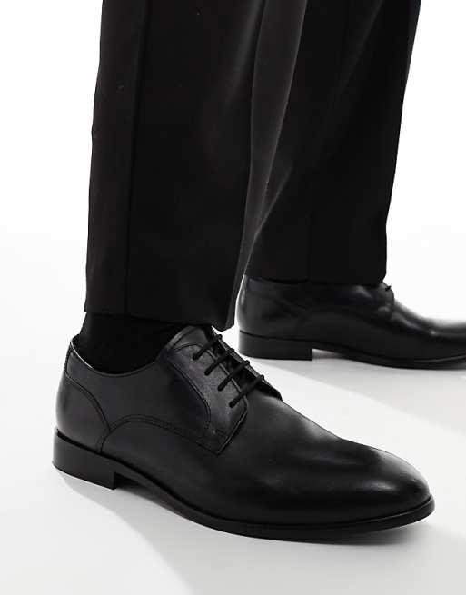 ASOS DESIGN lace up derby shoes in black leather