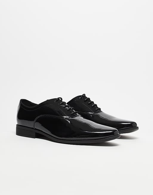 ASOS DESIGN Lace Up Derby Shoes In Patent Black