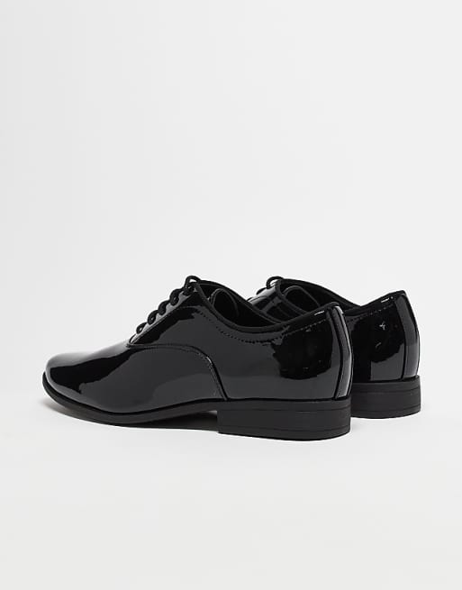 ASOS DESIGN Lace Up Derby Shoes In Patent Black