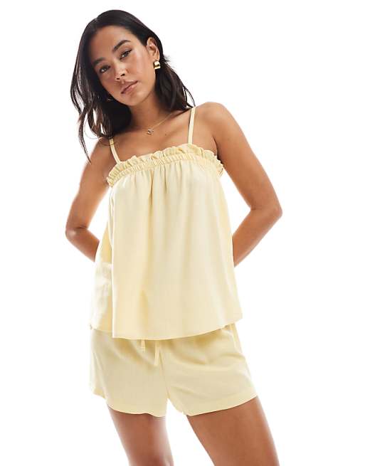 ASOS DESIGN Linen Blend Micro Short In Buttermilk