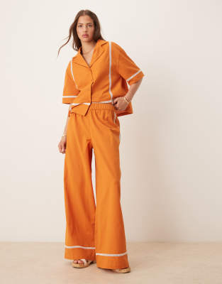 ASOS DESIGN Linen Blend Shirt & Trouser Co-ord In Orange