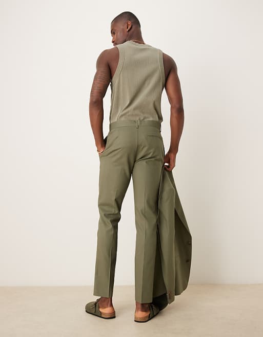 ASOS DESIGN Linen Blend Skinny Suit Trousers In Olive