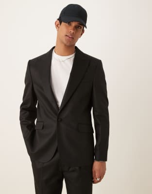 ASOS DESIGN Linen Blend Slim Fit Suit In Black