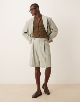 ASOS DESIGN Linen Look Boxy Suit In Sage Green