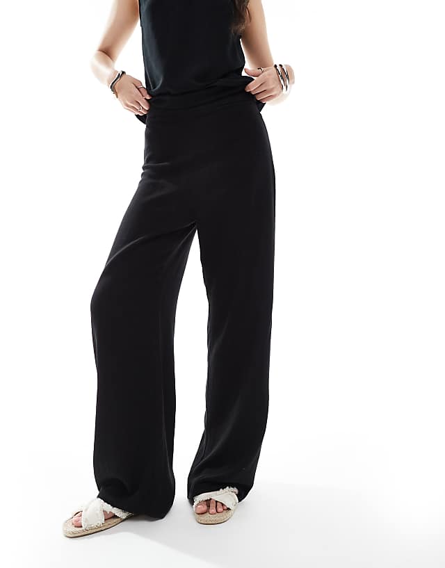 ASOS DESIGN Linen Look Co-ord Trouser In Black