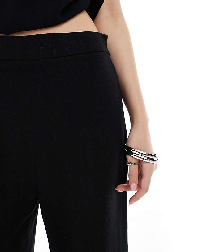 ASOS DESIGN Linen Look Co-ord Trouser In Black