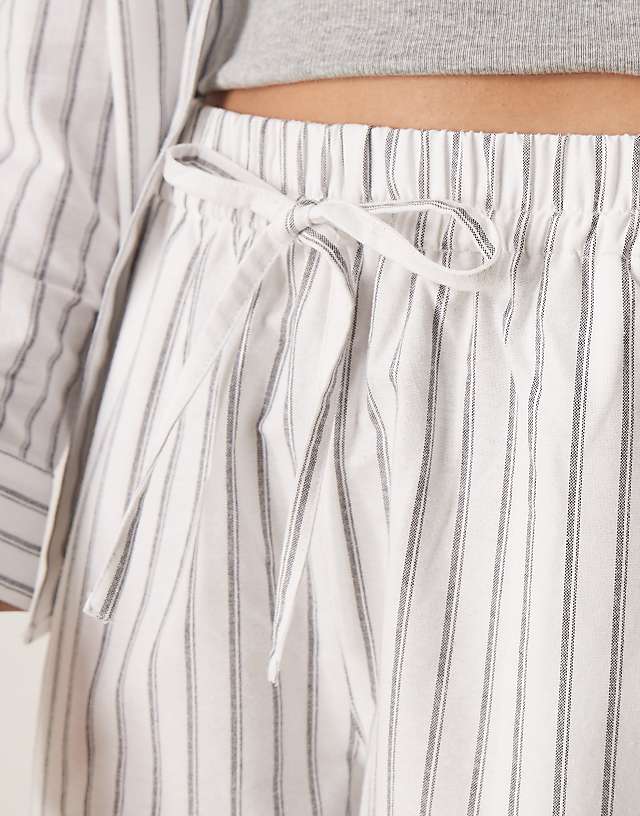 ASOS DESIGN Linen Look Pull On Trousers Co-ord In Black Stripe