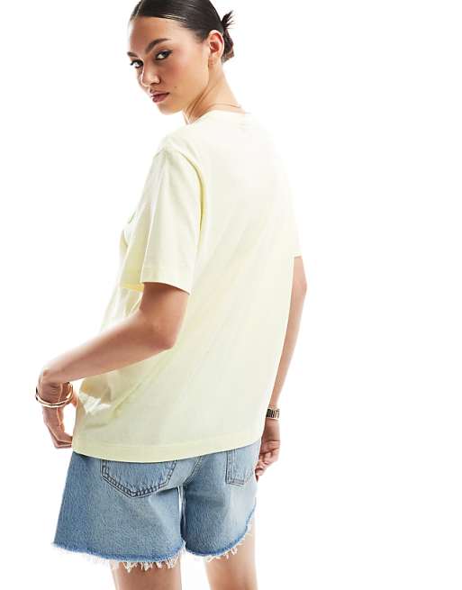 ASOS DESIGN Linen Look Regular Fit T-shirt With Coral Graphic In Lemon