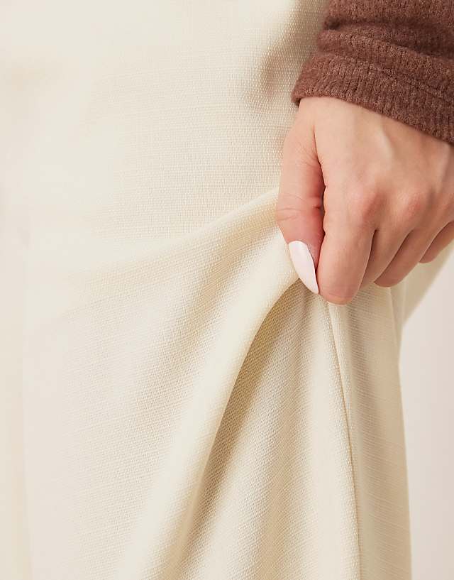 ASOS DESIGN Linen Look Tailored Tie Waist Pull On Trouser In Buttermilk