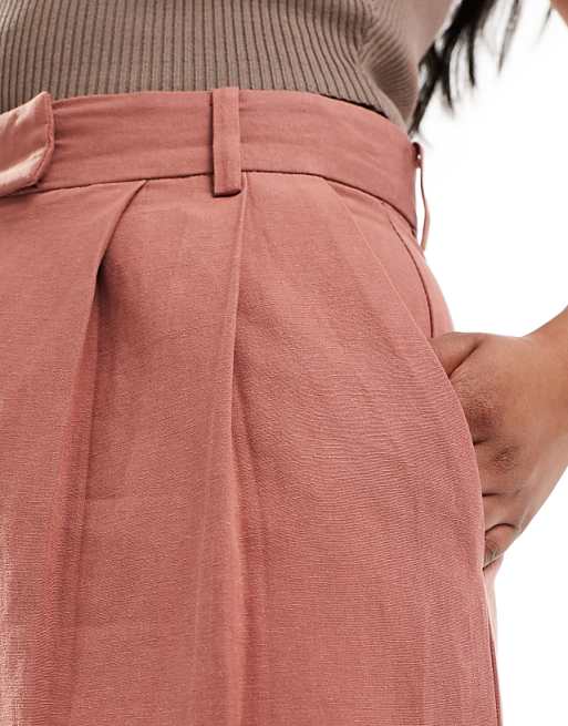 ASOS DESIGN Longline High Waisted Tailored Short With Linen In Terracotta