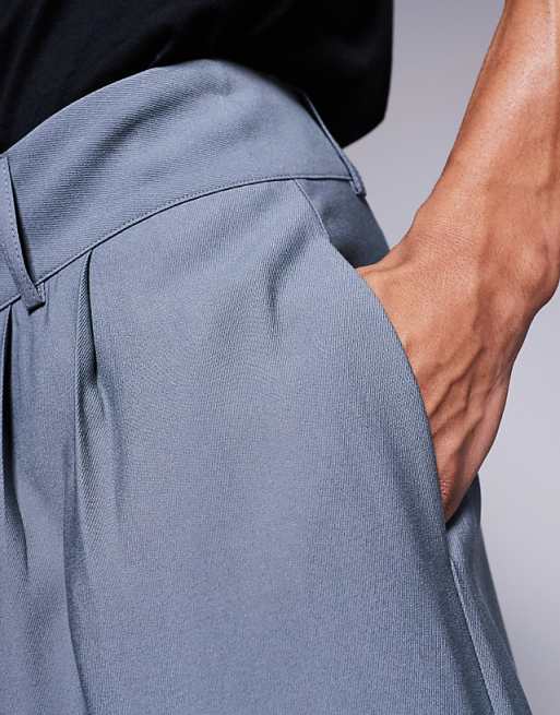 ASOS DESIGN Loose Fit Smart Trousers With Wide Waistband In Grey