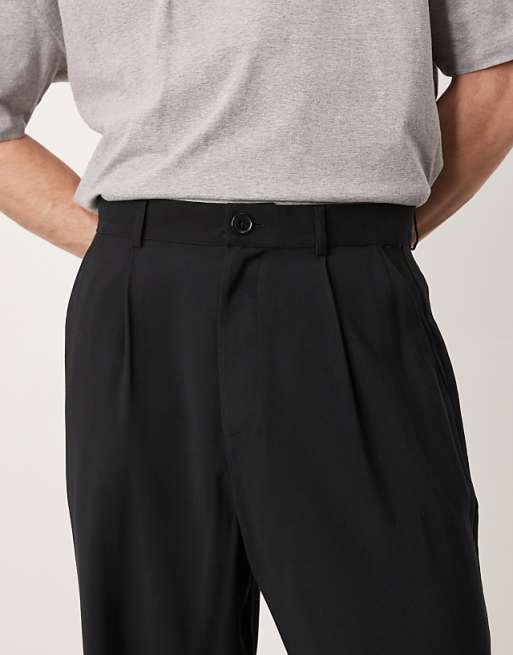 ASOS DESIGN Loose Skater Fit Smart Trousers In Black